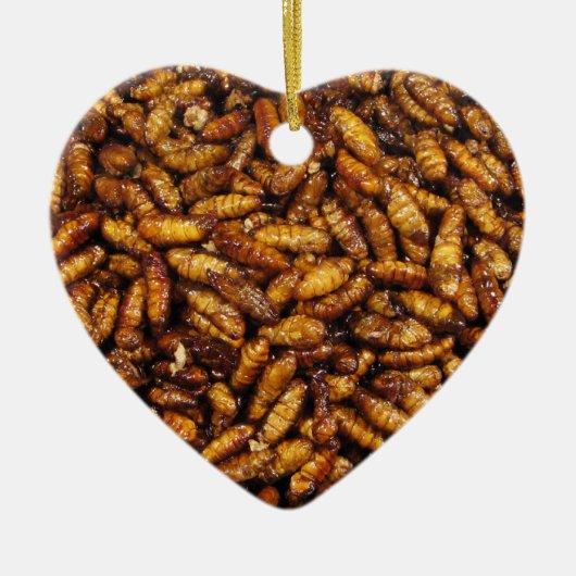 Fried Silk Worms ... Thai Street Food Keramik Ornament (Vorne)