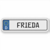 Frieda German Car License Plate Aufkleber (Vorderseite)