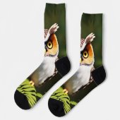 "Frieda the Screech Owl: A Nocturnal Beauty" Socken (Linkes Detail)