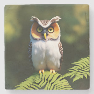"Frieda the Screech Owl: A Nocturnal Beauty" Steinuntersetzer