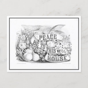 Friede diesem Haus Currier & Ives Lithographie Postkarte