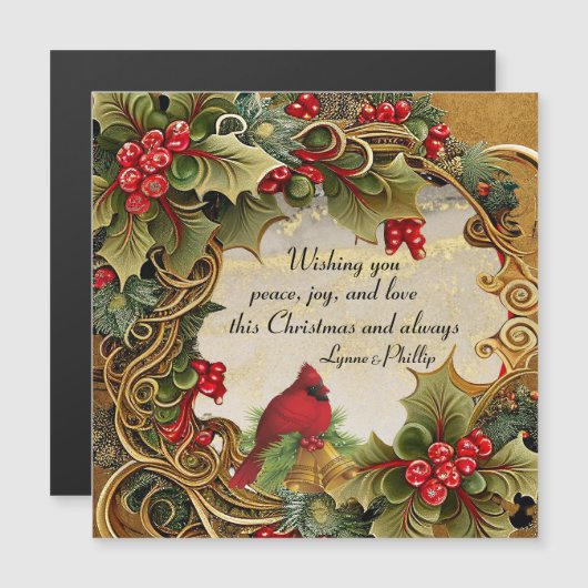 Friede, Freude, Liebe Magnetische Weihnachtskarte Magnetkarte (Vorne/Hinten)