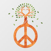 Friede für Bäume - Blume Power Herz 1 Fensteraufkleber (Blatt)