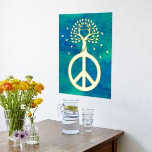 Friede für Bäume - Blume Power Herz 1 Foliendrucke