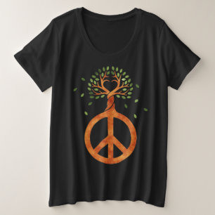 Friede für Bäume - Blume Power Herz 1 Große Größe T-Shirt