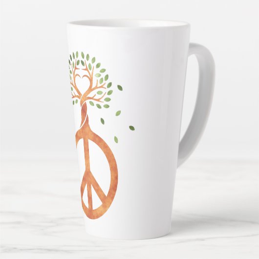 Friede für Bäume - Blume Power Herz 1 Milchtasse (Rechte Ecke)