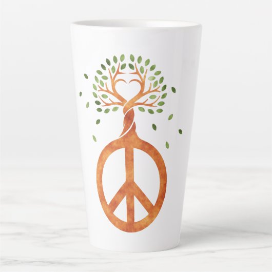 Friede für Bäume - Blume Power Herz 1 Milchtasse (Vorderseite)