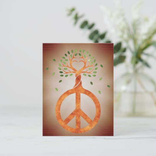 Friede für Bäume - Blume Power Herz 1 Postkarte (Stehend Vorderseite)