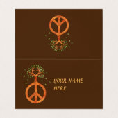 Friede für Bäume - Blume Power Herz 1 Visitenkarten (Außenseite Aufgefaltet)