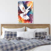 Friede im Flug: Wasserfarbentaube Leinwanddruck (Insitu (Schlafzimmer))