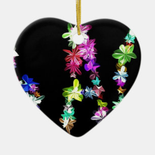 "FRIEDE" in Blumen Kunstprint Keramik Ornament