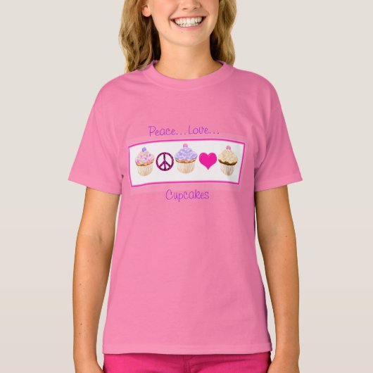 Friede, Liebe, Cupcakes T - Shirt des Kindes (Vorderseite)