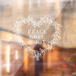 Friede, Liebe Freude am Mistleton Weihnachten weiß Fensteraufkleber