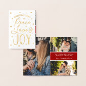 Friede, Liebe und Freude Typografie 3 Foto Weihnac Folienkarte (Anzeige)