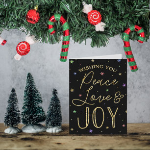 Friede, Liebe und Freude Typografie Foto Weihnacht Feiertagskarte