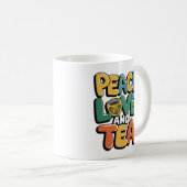 "Friede, Liebe und Tee - Retro-Tasse-Design für Te Kaffeetasse (VorderseiteRechts)