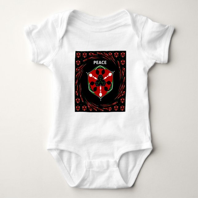 "Friede: mit Schild Emblem" Kunstdruckerei Baby Strampler (Vorderseite)