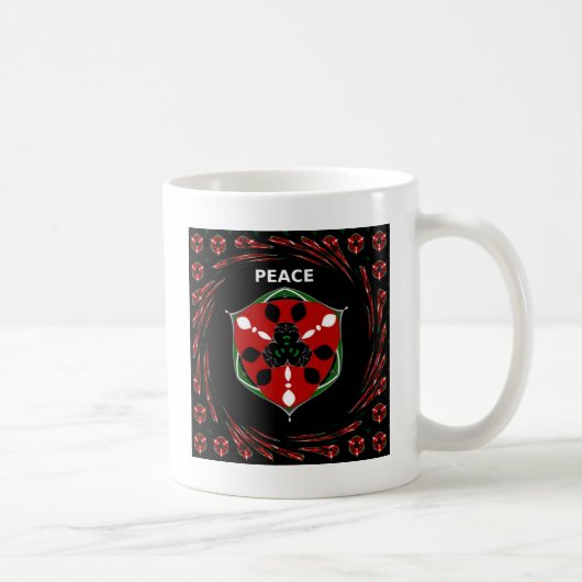 "Friede: mit Schild Emblem" Kunstdruckerei Kaffeetasse (Rechts)