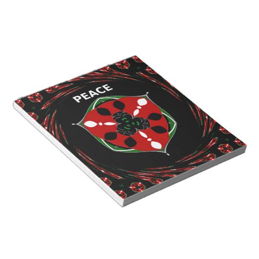 "Friede: mit Schild Emblem" Kunstdruckerei Notizblock (angewinkelt)