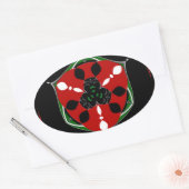 "Friede: mit Schild Emblem" Kunstdruckerei Ovaler Aufkleber (Umschlag)