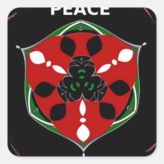 "Friede: mit Schild Emblem" Kunstdruckerei Quadratischer Aufkleber (Vorderseite)