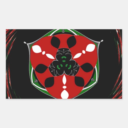 "Friede: mit Schild Emblem" Kunstdruckerei Rechteckiger Aufkleber (Vorderseite)