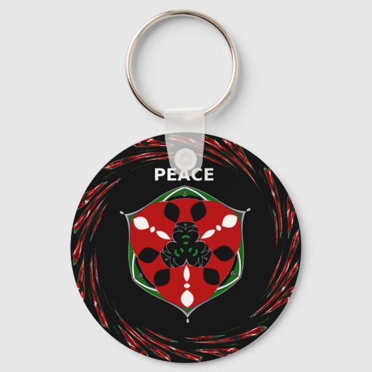 "Friede: mit Schild Emblem" Kunstdruckerei Schlüsselanhänger (Vorderseite)