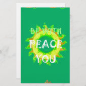 Friede sei mit dir: inspirierendes Grün und Gelb Briefpapier (Vorne/Hinten)