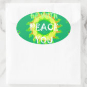 Friede sei mit dir: inspirierendes Grün und Gelb Ovaler Aufkleber (Tasche)