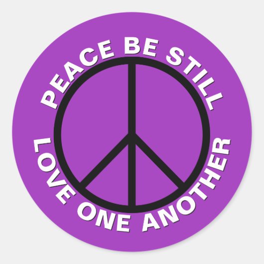 Friede sei noch Liebe einander Lila Runder Aufkleber (Vorderseite)