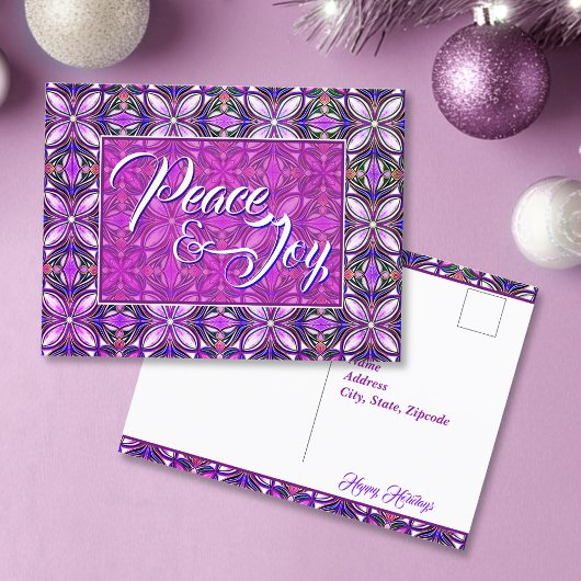 Friede und Freude Pink Weihnachten Postkarte