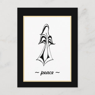 Frieden! Angel Black on White mit Gold Postkarte
