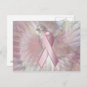 Frieden auf Angeln Flügel rosa Band Postkarte (Vorne/Hinten)