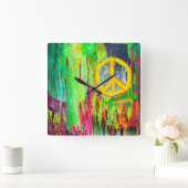 Frieden auf dem Times Square Quadratische Wanduhr (Zuhause)