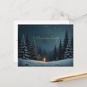 Frieden auf Erden Kiefernwald Ruhige Winternacht Postkarte