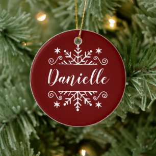 Frieden auf Erden mit personalisiertem Schneeblatt Keramik Ornament