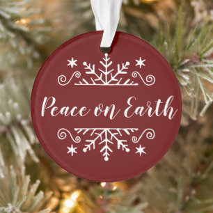 Frieden auf Erden mit Schneeflocke Ornament
