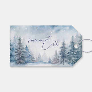 Frieden auf Erden Sanfter blauer Wald Weihnachten Geschenkanhänger