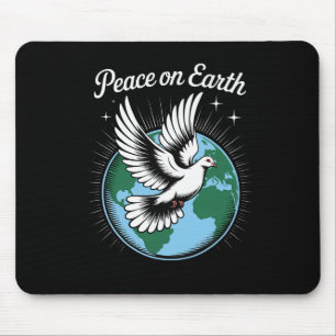 Frieden auf Erden Taube und Globus Glaube Weihnach Mousepad