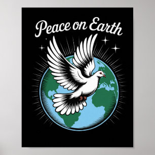 Frieden auf Erden Taube und Globus Glaube Weihnach Poster
