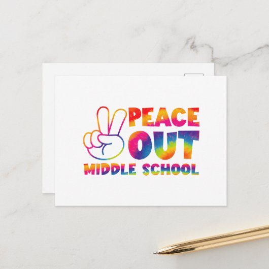 Frieden aus der Mittelschule Gefärbte Krawatte am Postkarte (Vorderseite/Rückseite Beispiel)