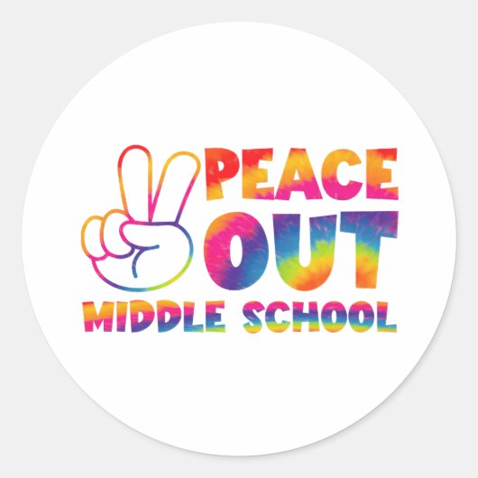Frieden aus der Mittelschule Gefärbte Krawatte am  Runder Aufkleber (Vorderseite)