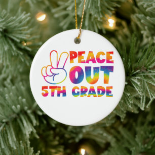 Frieden aus fünfter Klasse Tie Dye letzter Tag 5. Keramik Ornament