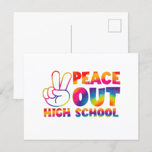 Frieden aus High School Tie Dye letzter Schultag Postkarte