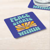 Frieden beginnt in rechteckiger pappuntersetzer (angewinkelt)