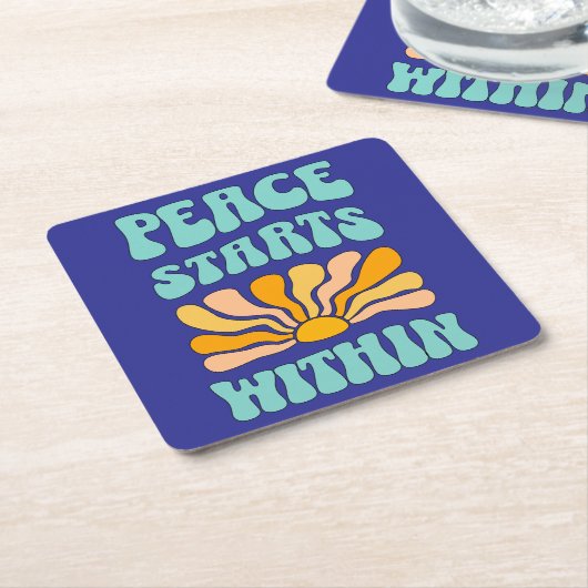 Frieden beginnt in rechteckiger pappuntersetzer (angewinkelt)