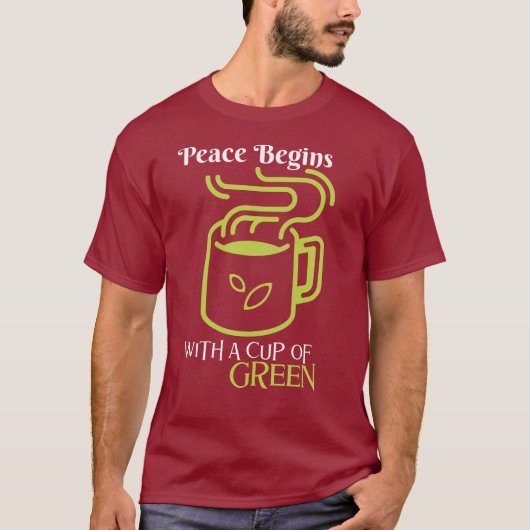 Frieden beginnt mit dem Cup of Green - Serene Sips T-Shirt (Vorderseite)