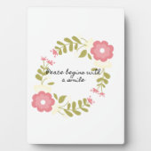 Frieden beginnt mit einem Lächeln rosa Blumen Fotoplatte (Vorderseite)