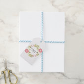 Frieden beginnt mit einem Lächeln rosa Blumen Geschenkanhänger (Mit Garn)