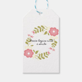 Frieden beginnt mit einem Lächeln rosa Blumen Geschenkanhänger